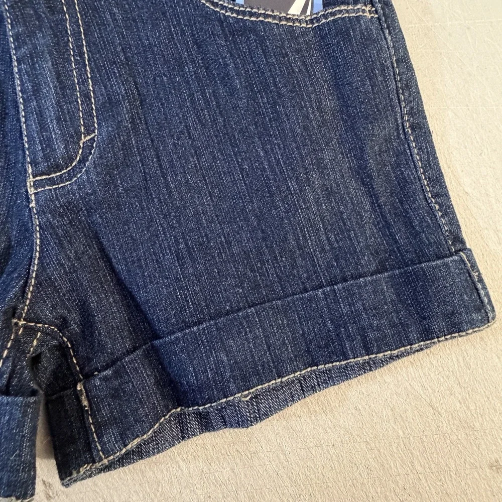 Nautica Girls Denim Shorts Size 10 Dark Indigo Cuffed Stretch Coastal Prep NWT